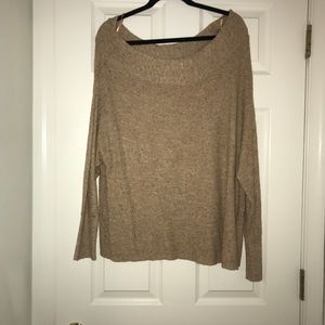 Free people off the shoulder tan sweater. Large.